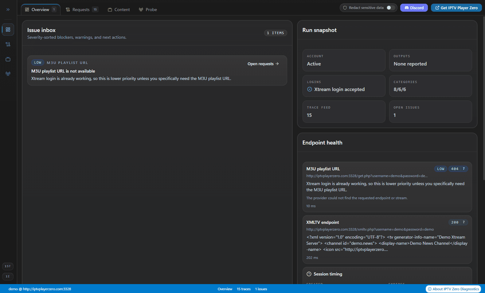 Overview of connection health